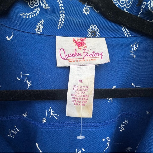 Quacker Factory Jacket button up Woman XL Blue embellished Beaded Floral Paisley - Picture 7 of 7